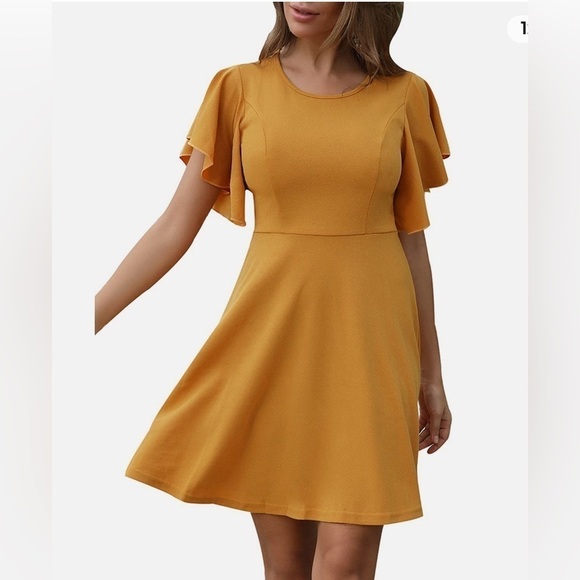 Aphratti Flutter Sleeve Skater Dress Size L - Picture 1 of 6